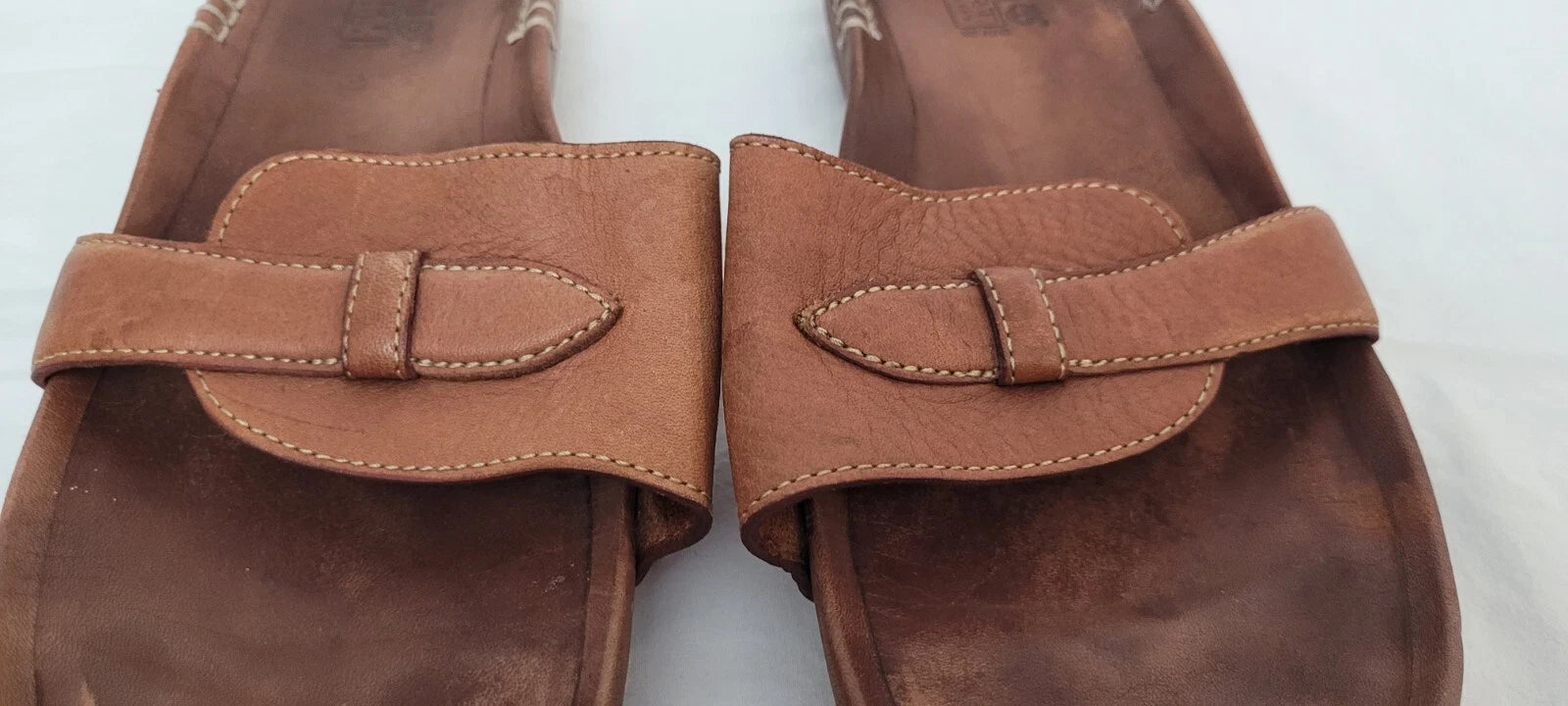Timberland Womens Slide Sandals Brown Leather Smart Comfort System Size 10 M