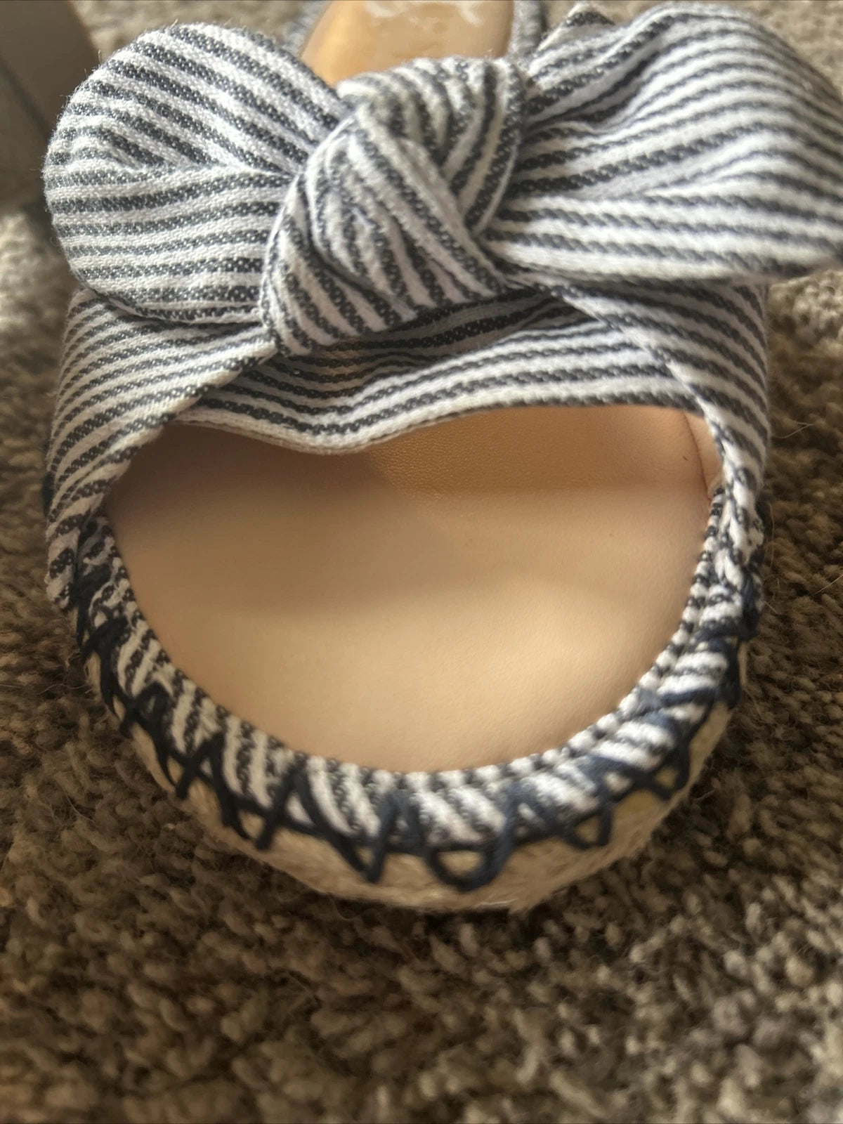 Womens Kate Spade Saltie Shore Sandal Slide Style Canvas Leather US 8.5 eu 39
