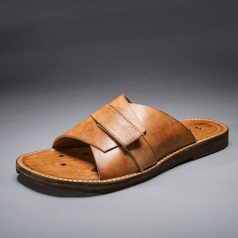 Roman Style Mens Women Real Leather Open Toe Slipper Sandals Flats Shoes Outdoor