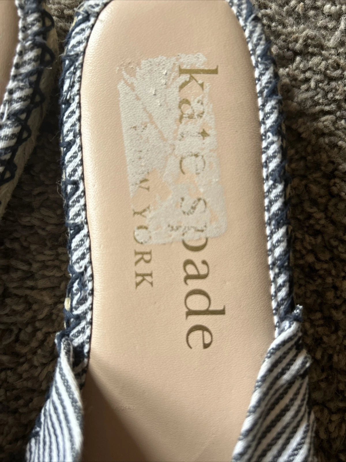 Womens Kate Spade Saltie Shore Sandal Slide Style Canvas Leather US 8.5 eu 39