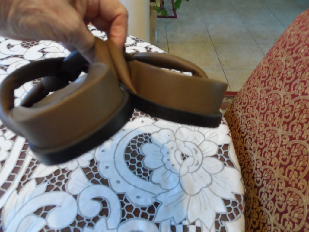 Lafayette 148 New York Brown lamb Leather Quilted Knotted Slide Sandals Size 7M