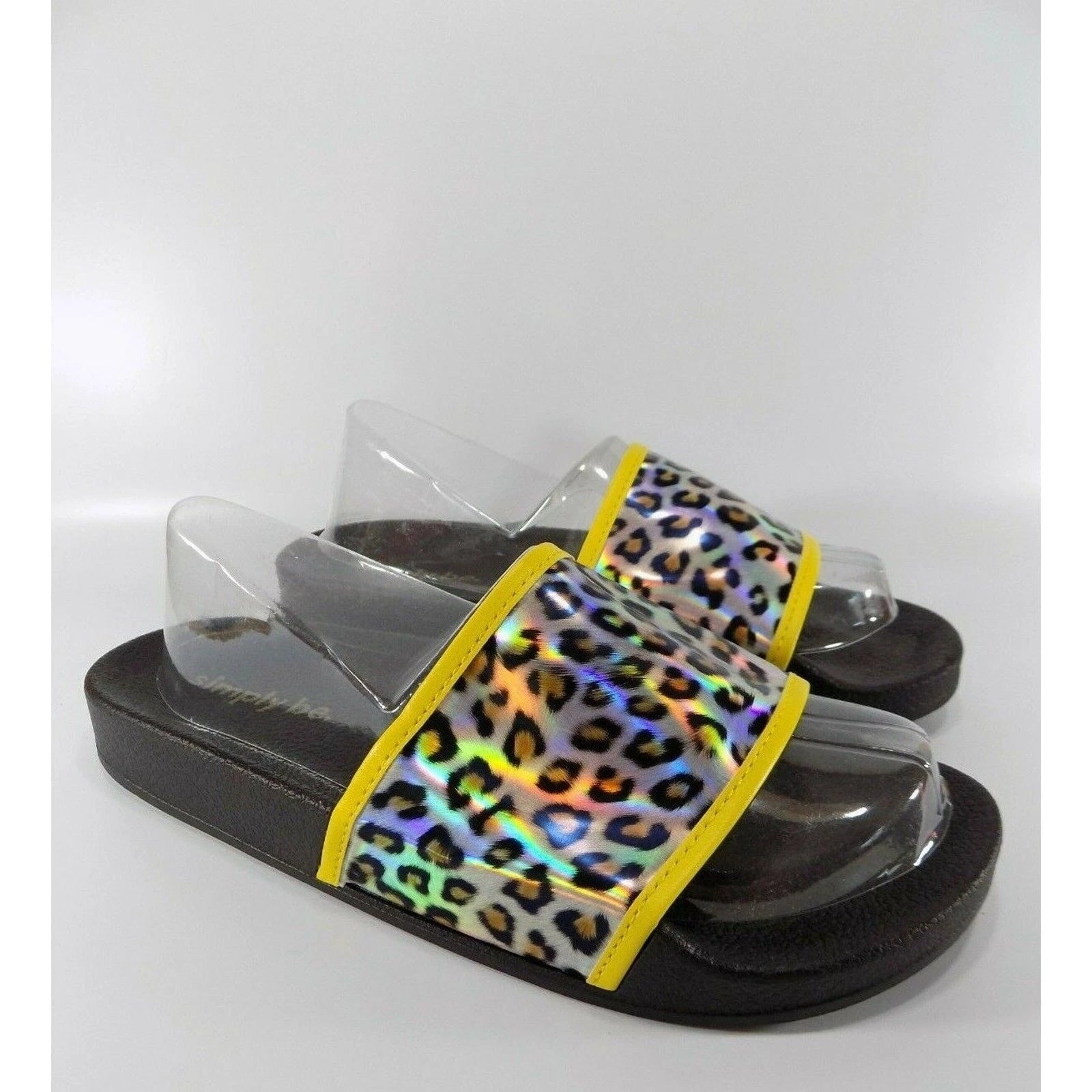 Wide Fit Sandals Flat Slide Size 5 Womens Animal Print Low Shoes Beach Holiday