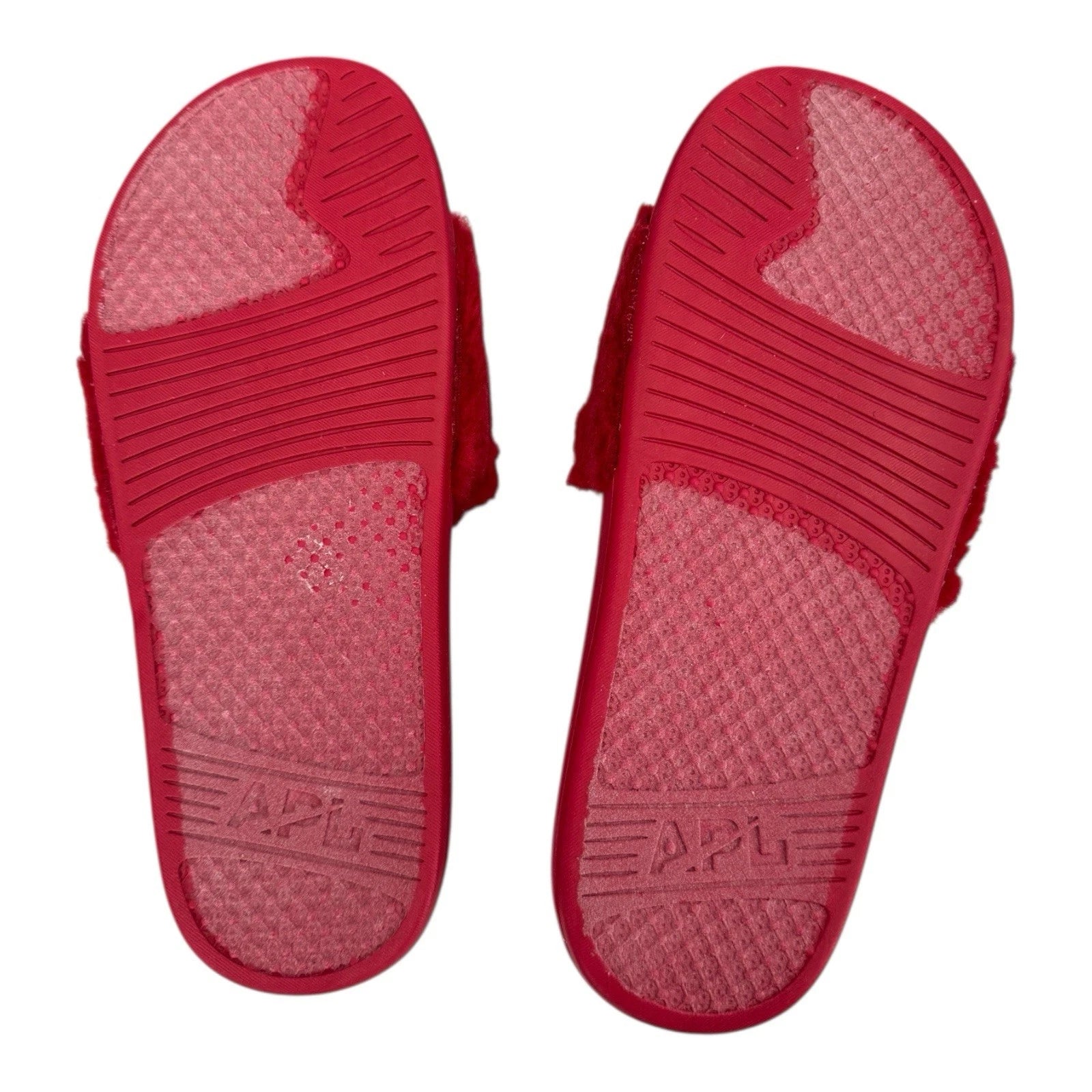 APL Women’s Shearling Furry Slide Sandals in Red/Silver Size 10