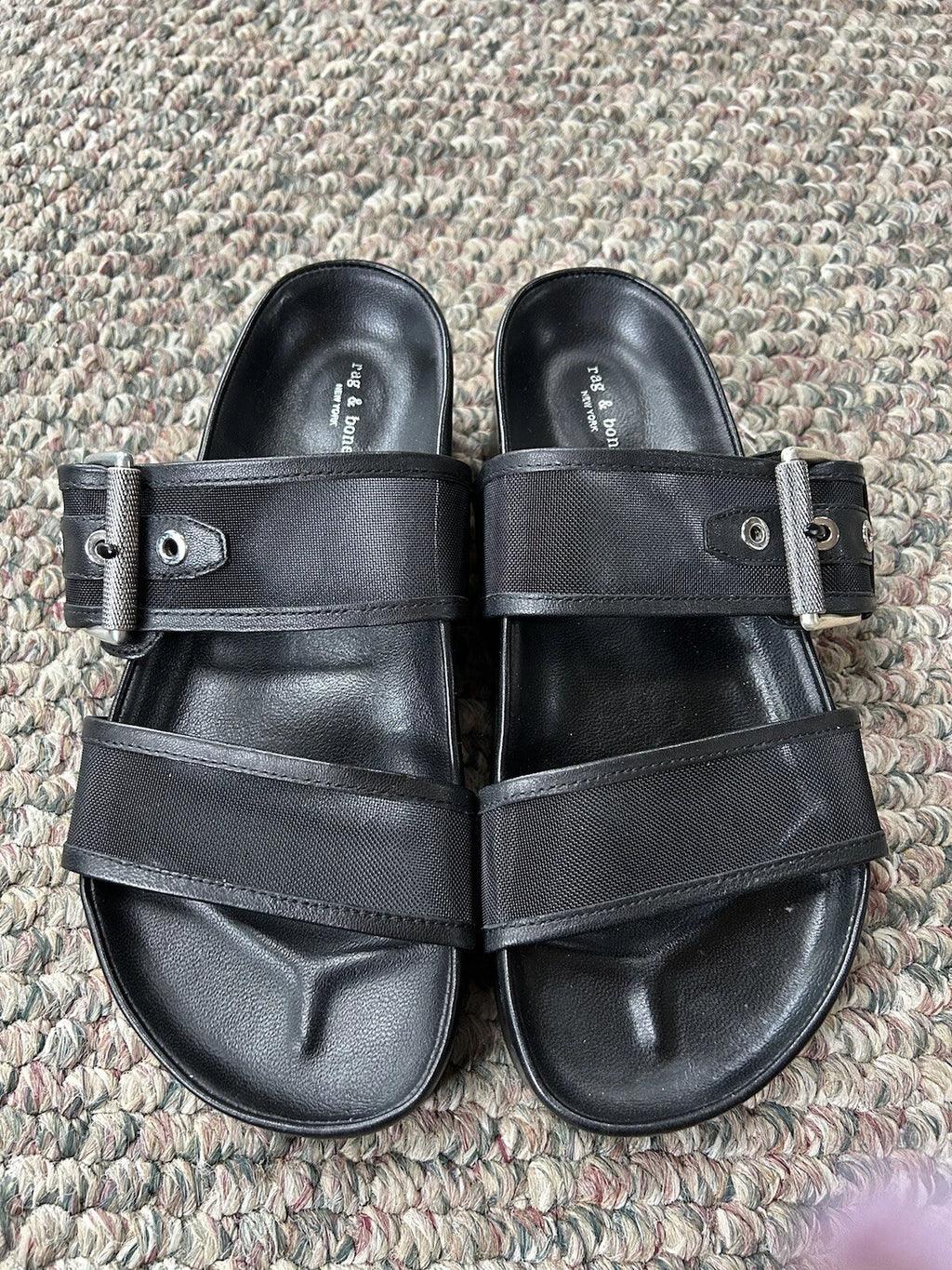 Rag & Bone Evin Mesh & Leather Black Platform Sandals Women’s Size 35