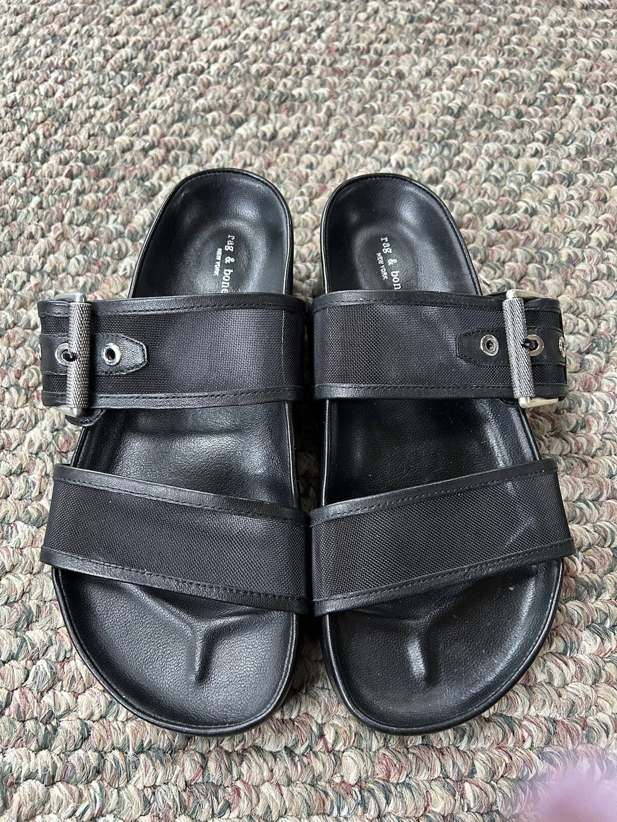 Rag & Bone Evin Mesh & Leather Black Platform Sandals Women’s Size 35