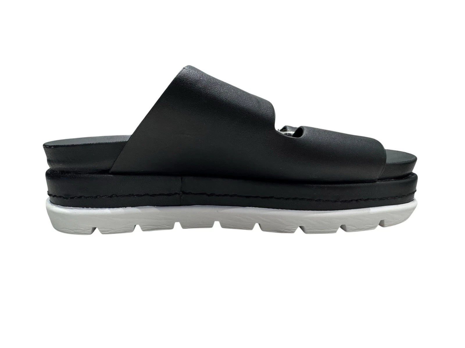 J Slides NYC Black Platform Double Strap Slide Sandals Womens Size 6M