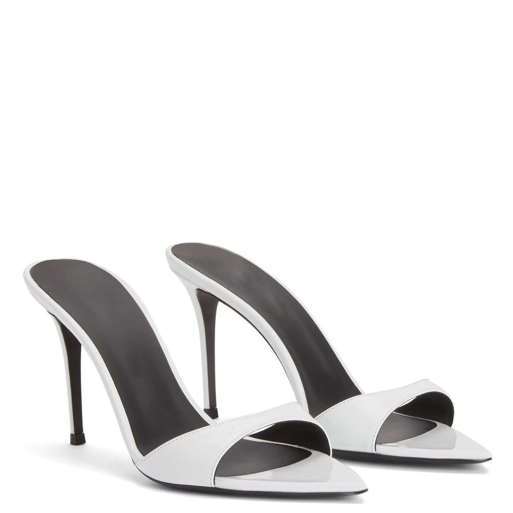 Women's High Heel Pointed Open Toe Mules Slides Sandals Dress Party Shoes Ladies