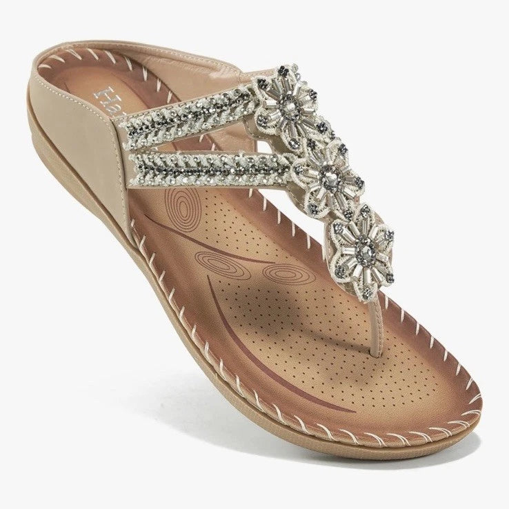 Women’s Flip Flops Comfort Flats Sandals Gladiator Bohemian Beaded Summer Beach