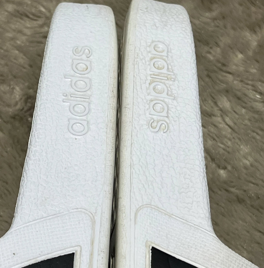 Adidas Adilette Aqua Slides Sandals White/Black Waterproof  - Womens Size 10 VGC