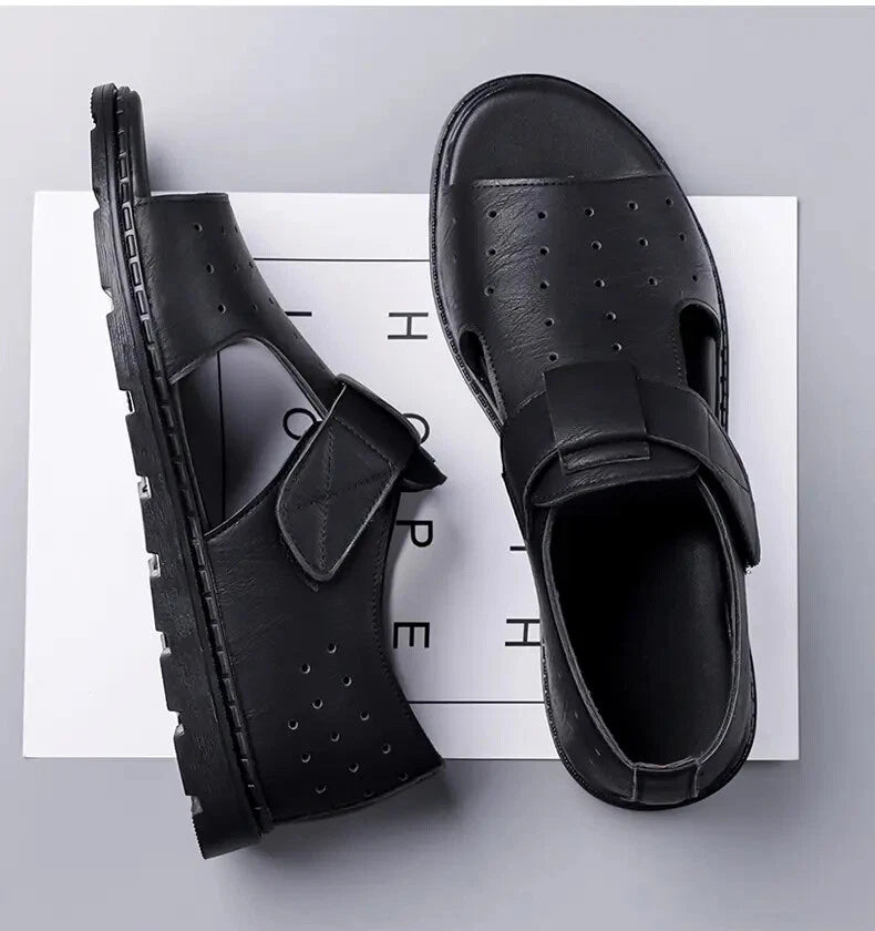 Roman Style British Open Toe Men's Sandals Fashion Hollow Out Flats Shoes Summer