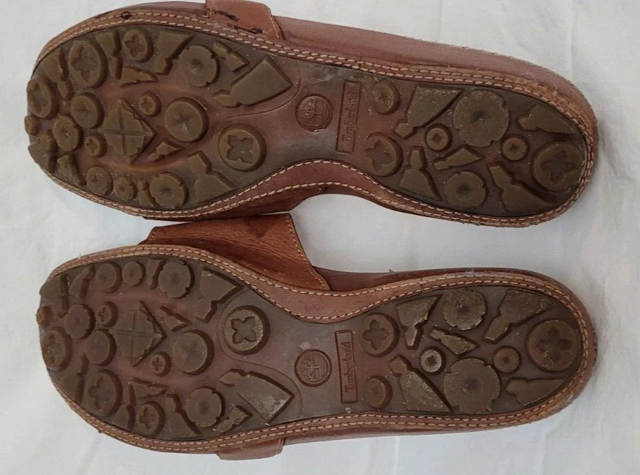Timberland Womens Slide Sandals Brown Leather Smart Comfort System Size 10 M
