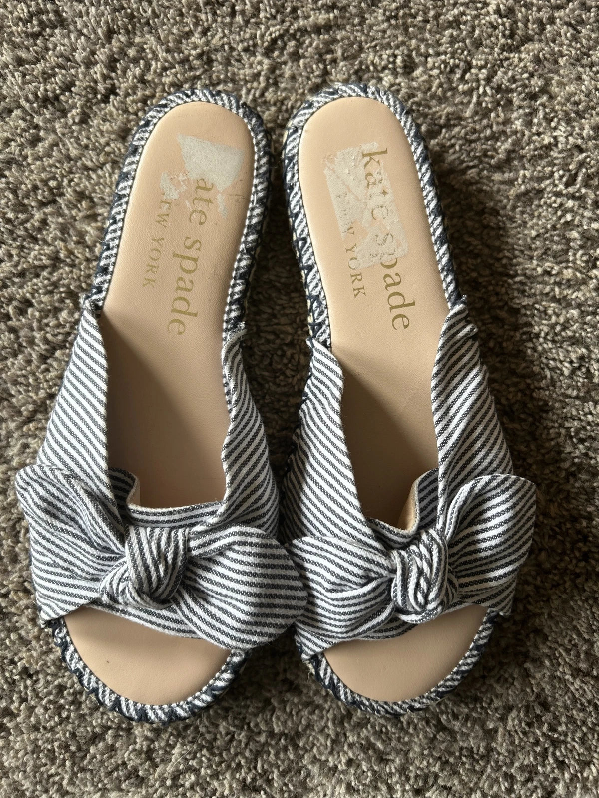 Womens Kate Spade Saltie Shore Sandal Slide Style Canvas Leather US 8.5 eu 39