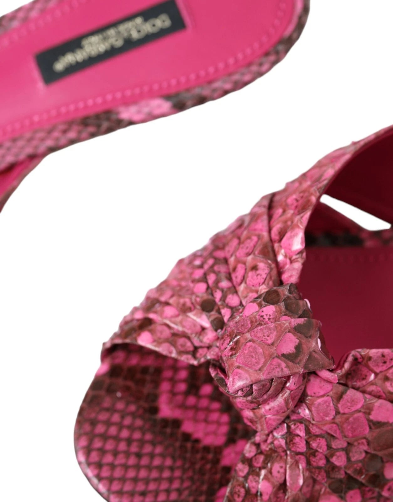 DOLCE & GABBANA Shoes Pink Python Leather Kitten Heels Slides EU37/US6.5 1200usd