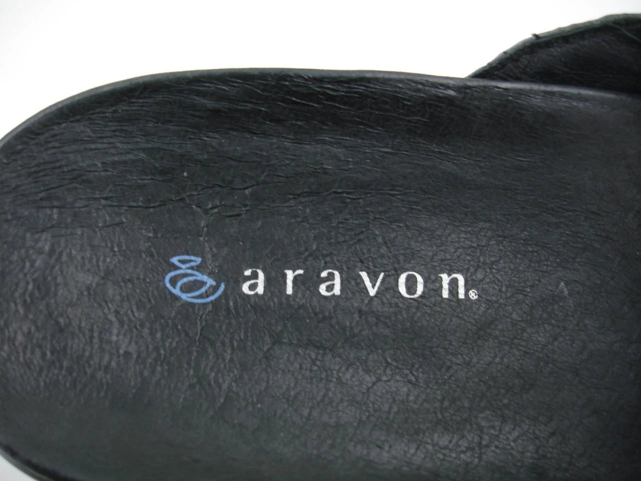 Women's 10 B M Aravon Petra Black Patent Leather Sandals Open Toe Slide Slip-On