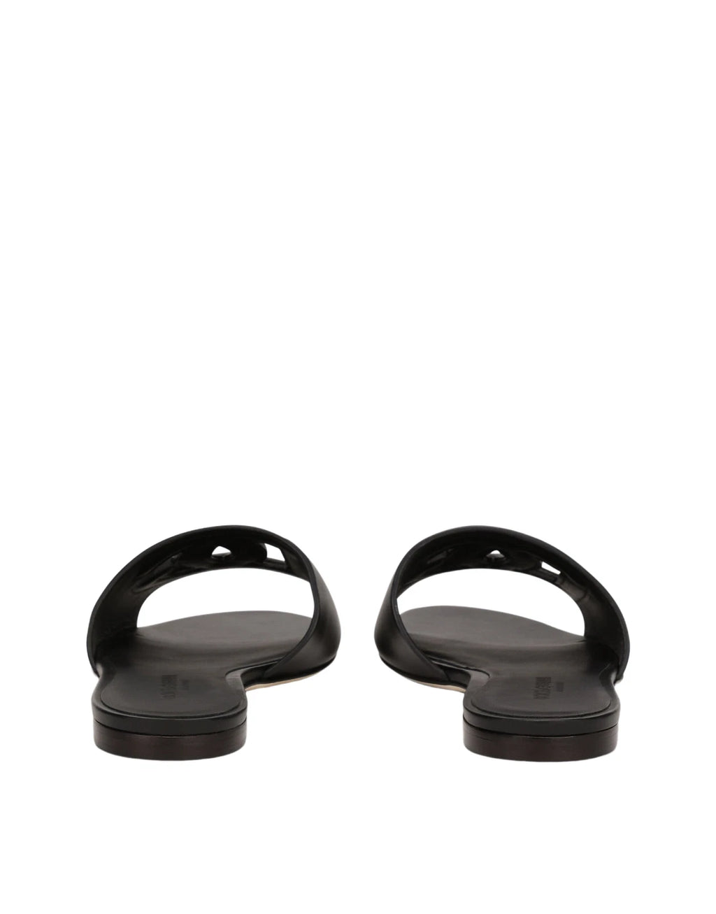 DOLCE&GABBANA Bianca $545 Black DG Leather Slides New And Authentic