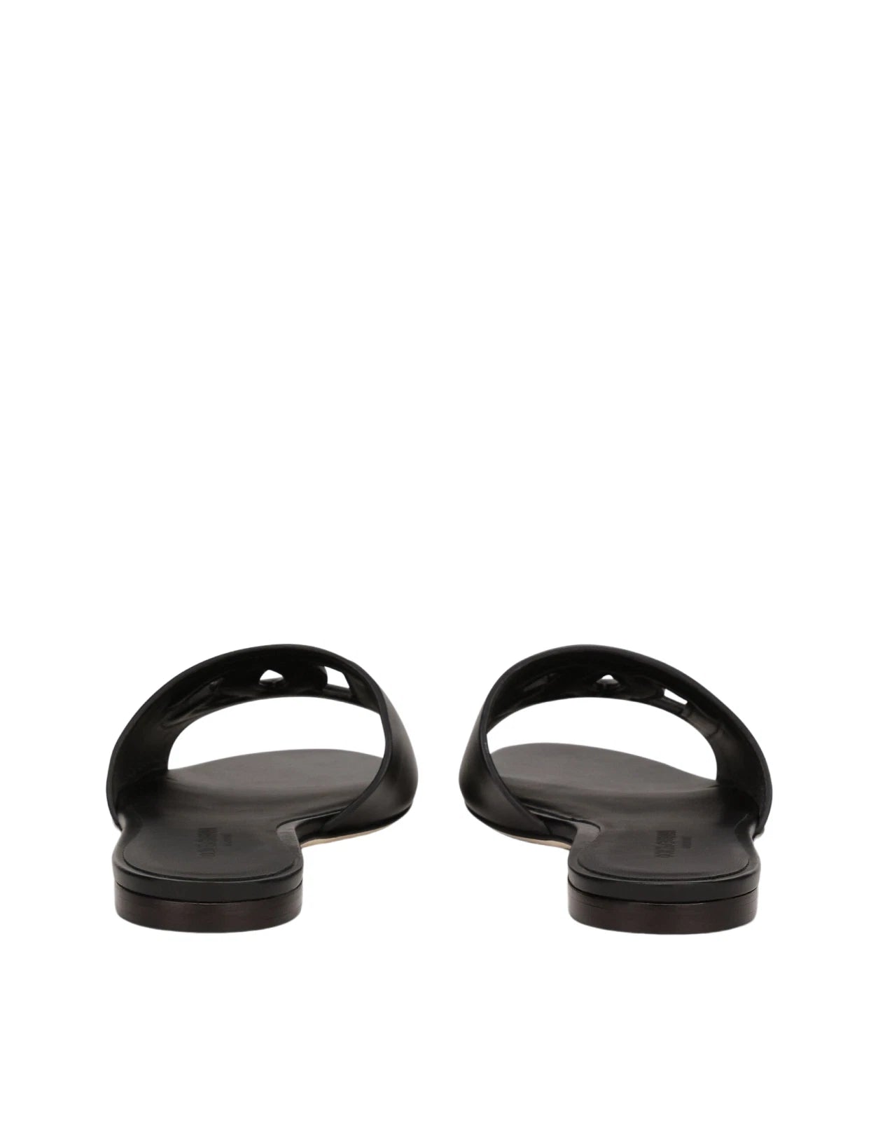 DOLCE&GABBANA Bianca $545 Black DG Leather Slides New And Authentic