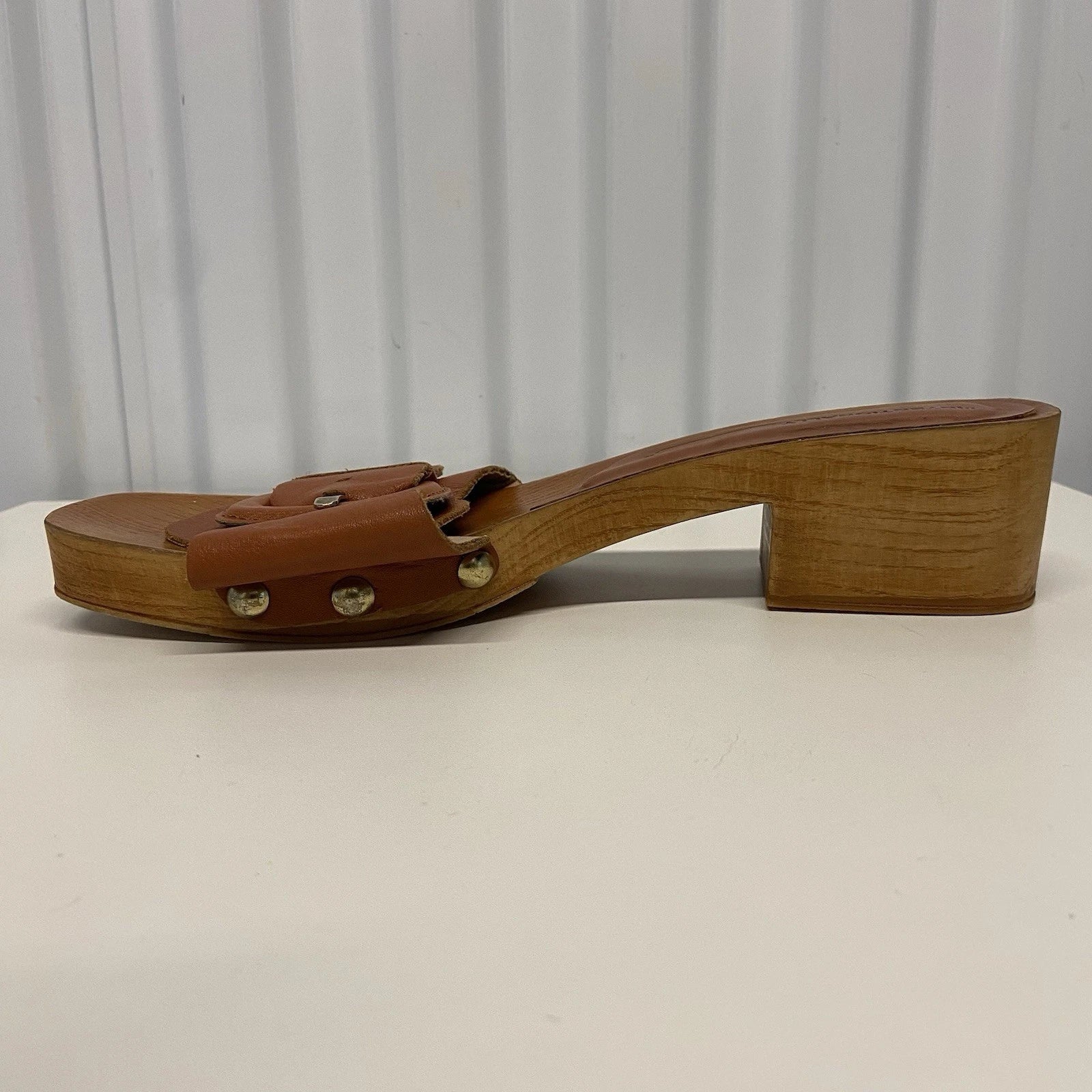 Intentionally Blank Marc Clog Canyon Wooden Heel Slip On Sandals Womens 38/8