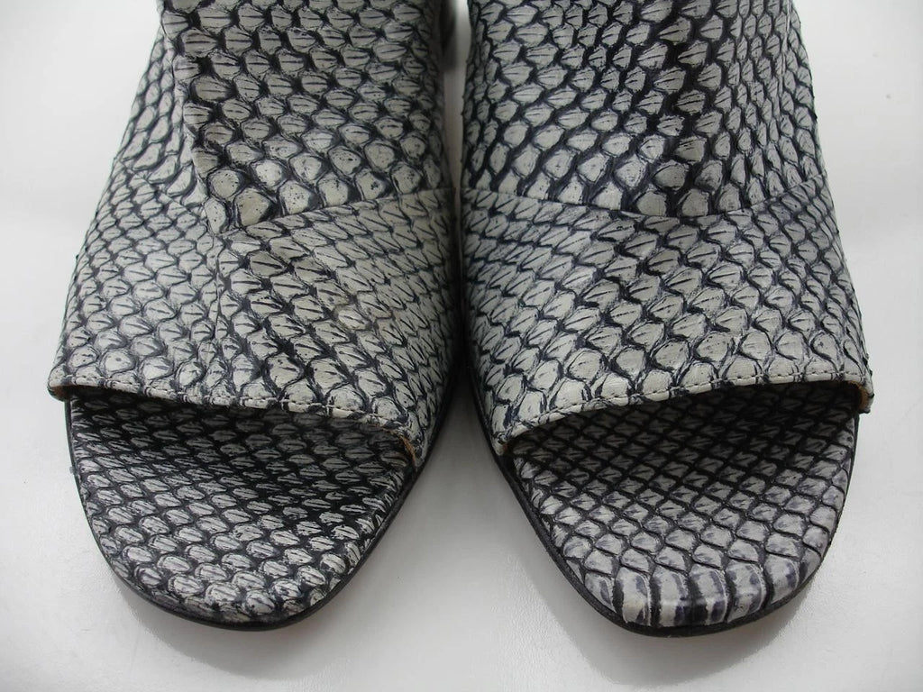 Women's sz 8 M Aquatalia Ellen Leather Open-Toe Mule Snakeskin Shoes Heels Slide