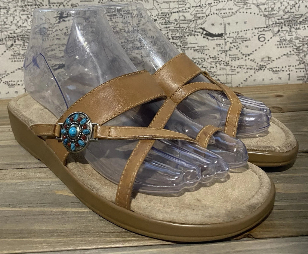 Minnetonka Brown Leather Sandals Size 6 Womens Comfort City Summer