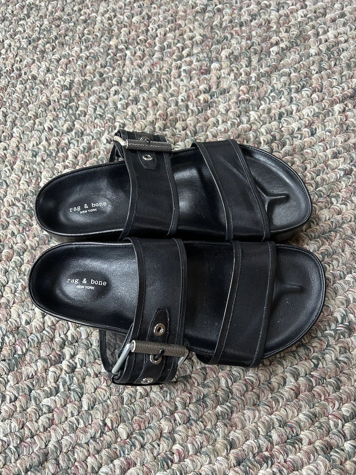 Rag & Bone Evin Mesh & Leather Black Platform Sandals Women’s Size 35