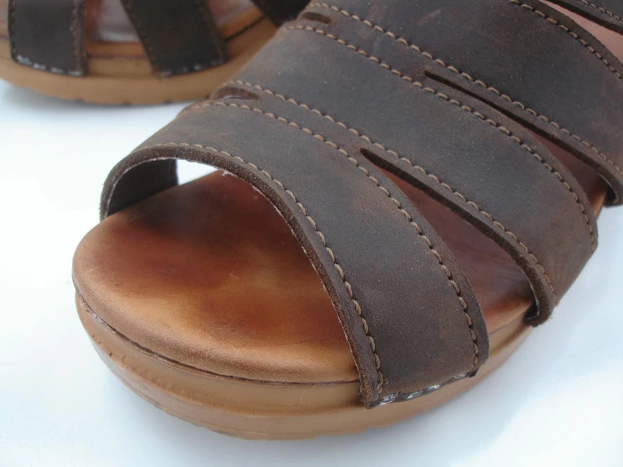 Womens 11.5 12 42 Dansko Sanita Monika Brown Leather Sandals Slide Clogs Denmark