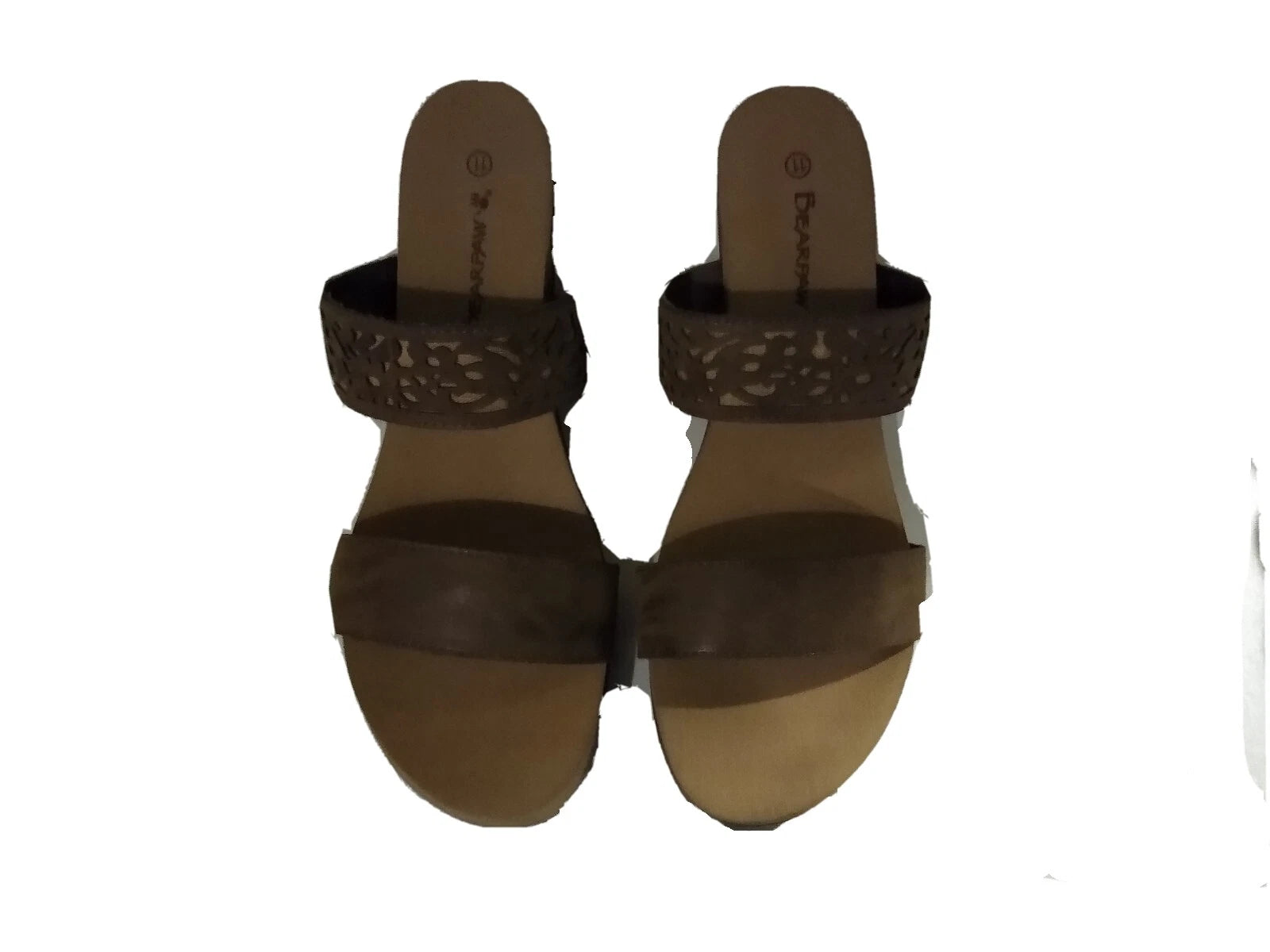 Bear Paw Noelle Dark Brown Slide Wedge Hill Sandals Size 11 Strappy Super Cute
