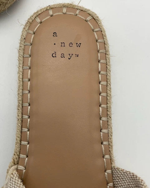 A.New.Day Miriam Double Knotted Natural Hemp-Style Espadrille Slide Sz 11