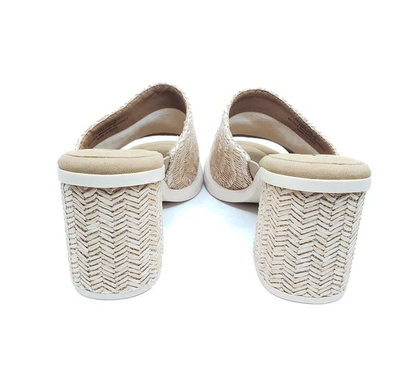 Bravura Woven Slide Sandals Natural Raffia Block Heel Womens Size 10M