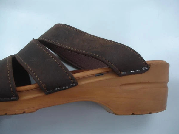 Womens 11.5 12 42 Dansko Sanita Monika Brown Leather Sandals Slide Clogs Denmark