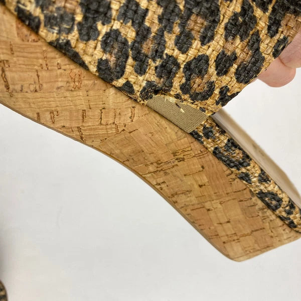 Stuart Weitzman Flatout Leopard Print Wedge Sandal Slide Women's Size 8