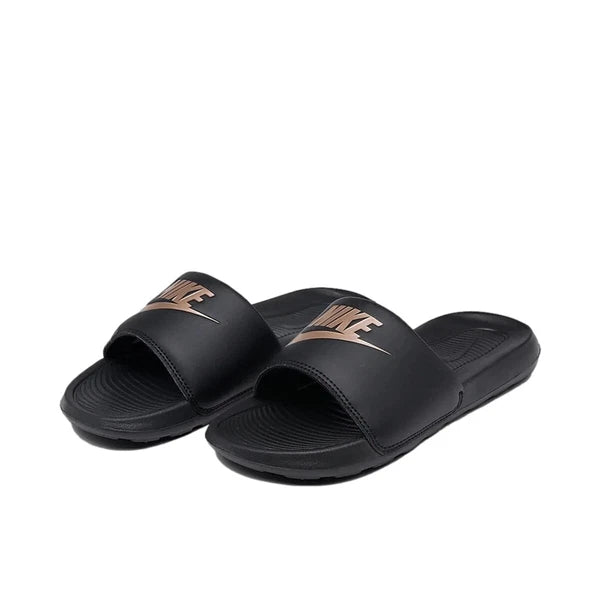 NIKE Victori One Slide Women's Black & Red Bronze Swoosh Sandals SZ 9, 10 New