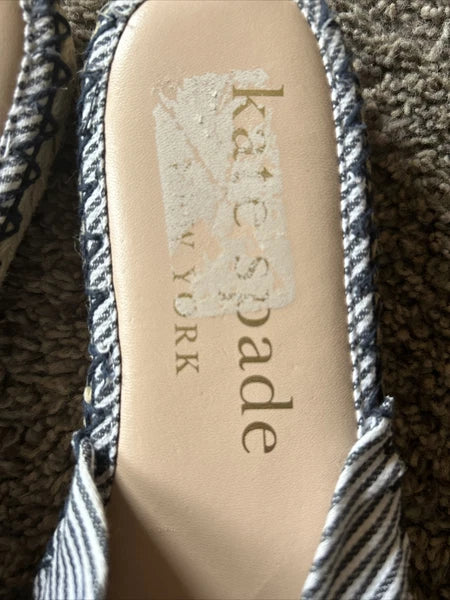 Womens Kate Spade Saltie Shore Sandal Slide Style Canvas Leather US 8.5 eu 39