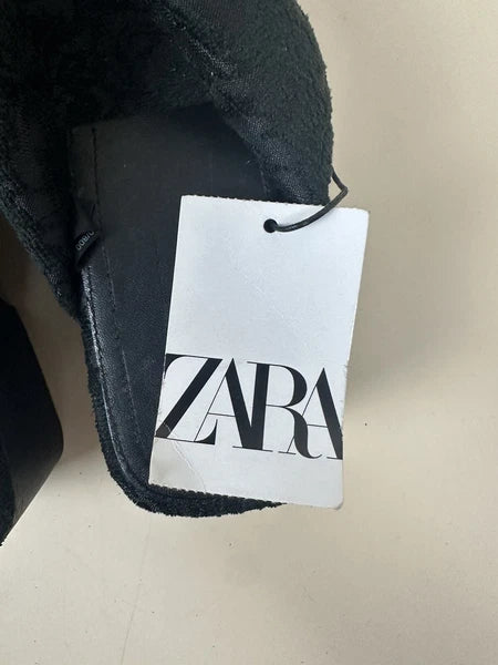 Zara Platform Slide Sandal - Black With Lace - US 9 - Style: 1390/210/800