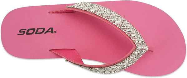 Women Flip Flop Sparkling Jewel Rhinestone Fashion Thong Sandals SODA LEROY-S