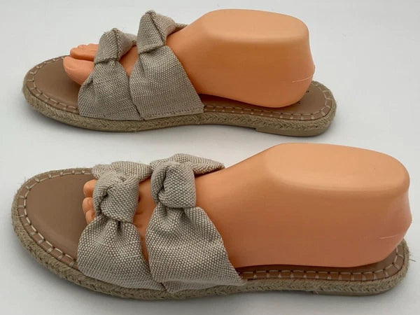 A.New.Day Miriam Double Knotted Natural Hemp-Style Espadrille Slide Sz 11