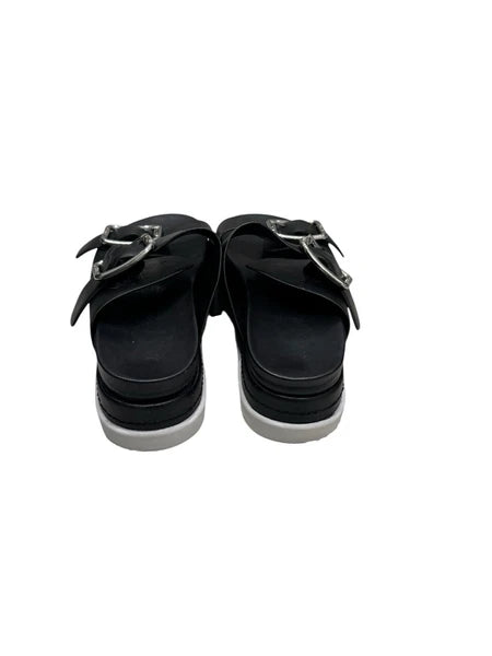 J Slides NYC Black Platform Double Strap Slide Sandals Womens Size 6M