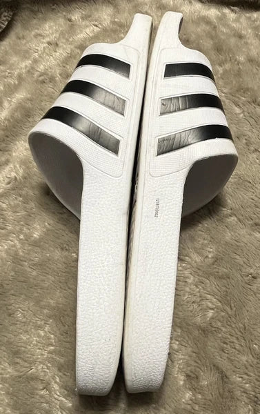 Adidas Adilette Aqua Slides Sandals White/Black Waterproof  - Womens Size 10 VGC