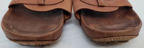 Timberland Womens Slide Sandals Brown Leather Smart Comfort System Size 10 M