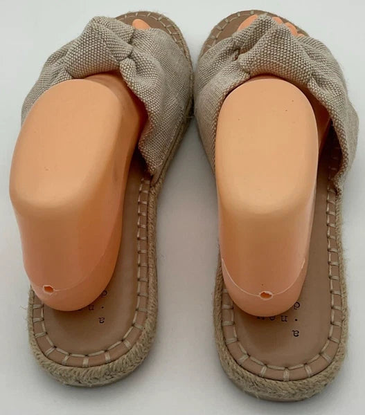 A.New.Day Miriam Double Knotted Natural Hemp-Style Espadrille Slide Sz 11