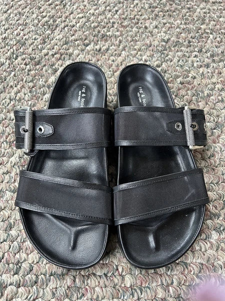 Rag & Bone Evin Mesh & Leather Black Platform Sandals Women’s Size 35
