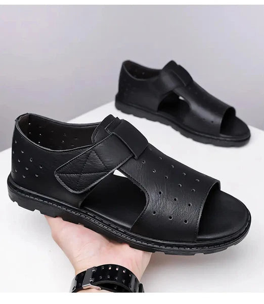 Roman Style British Open Toe Men's Sandals Fashion Hollow Out Flats Shoes Summer