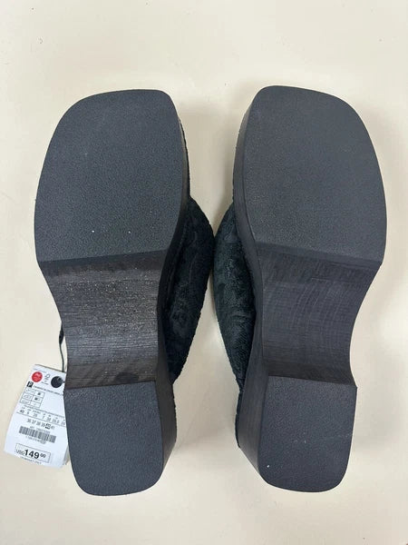 Zara Platform Slide Sandal - Black With Lace - US 9 - Style: 1390/210/800