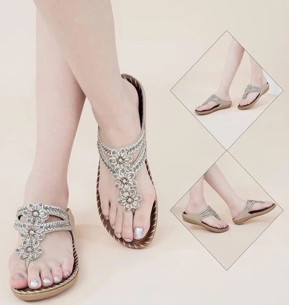 Women’s Flip Flops Comfort Flats Sandals Gladiator Bohemian Beaded Summer Beach