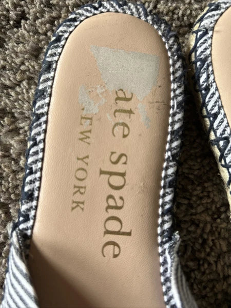 Womens Kate Spade Saltie Shore Sandal Slide Style Canvas Leather US 8.5 eu 39