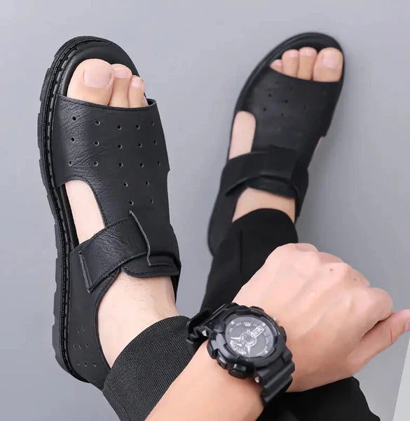 Roman Style British Open Toe Men's Sandals Fashion Hollow Out Flats Shoes Summer