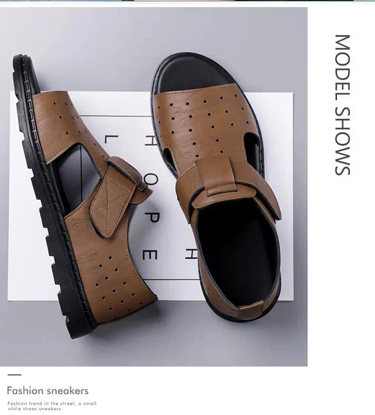Roman Style British Open Toe Men's Sandals Fashion Hollow Out Flats Shoes Summer