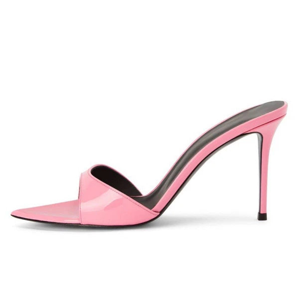 Women's High Heel Pointed Open Toe Mules Slides Sandals Dress Party Shoes Ladies