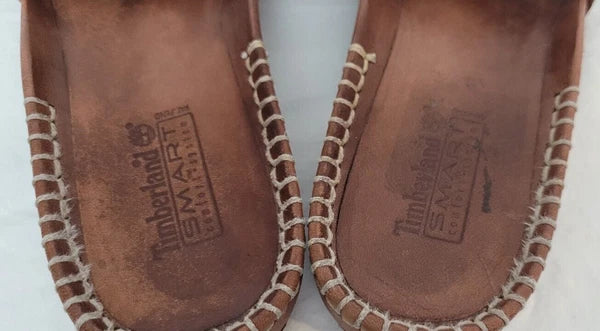 Timberland Womens Slide Sandals Brown Leather Smart Comfort System Size 10 M
