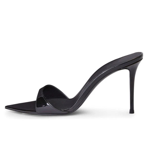 Women's High Heel Pointed Open Toe Mules Slides Sandals Dress Party Shoes Ladies