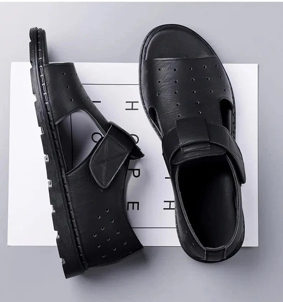 Roman Style British Open Toe Men's Sandals Fashion Hollow Out Flats Shoes Summer